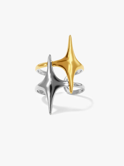 Star Spike Energy Dual Tone Ring (Size 17)