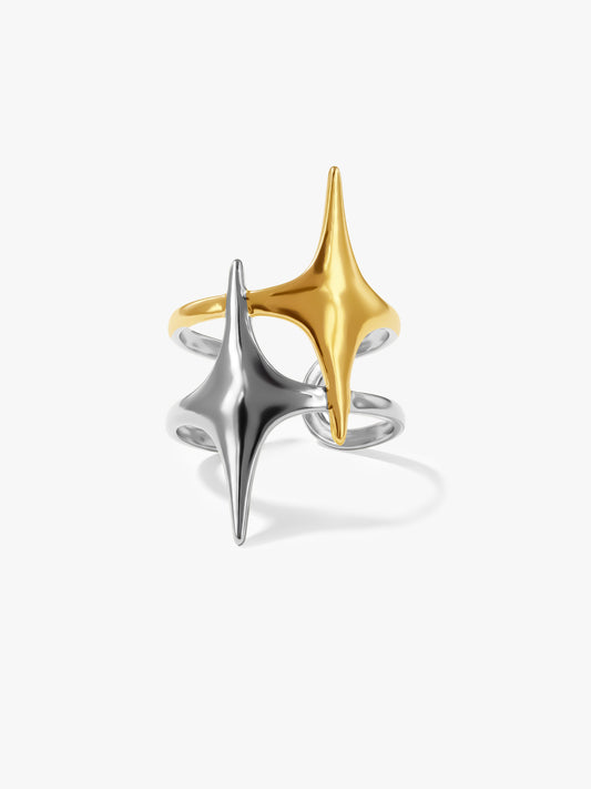 Star Spike Energy Dual Tone Ring (Size 17)