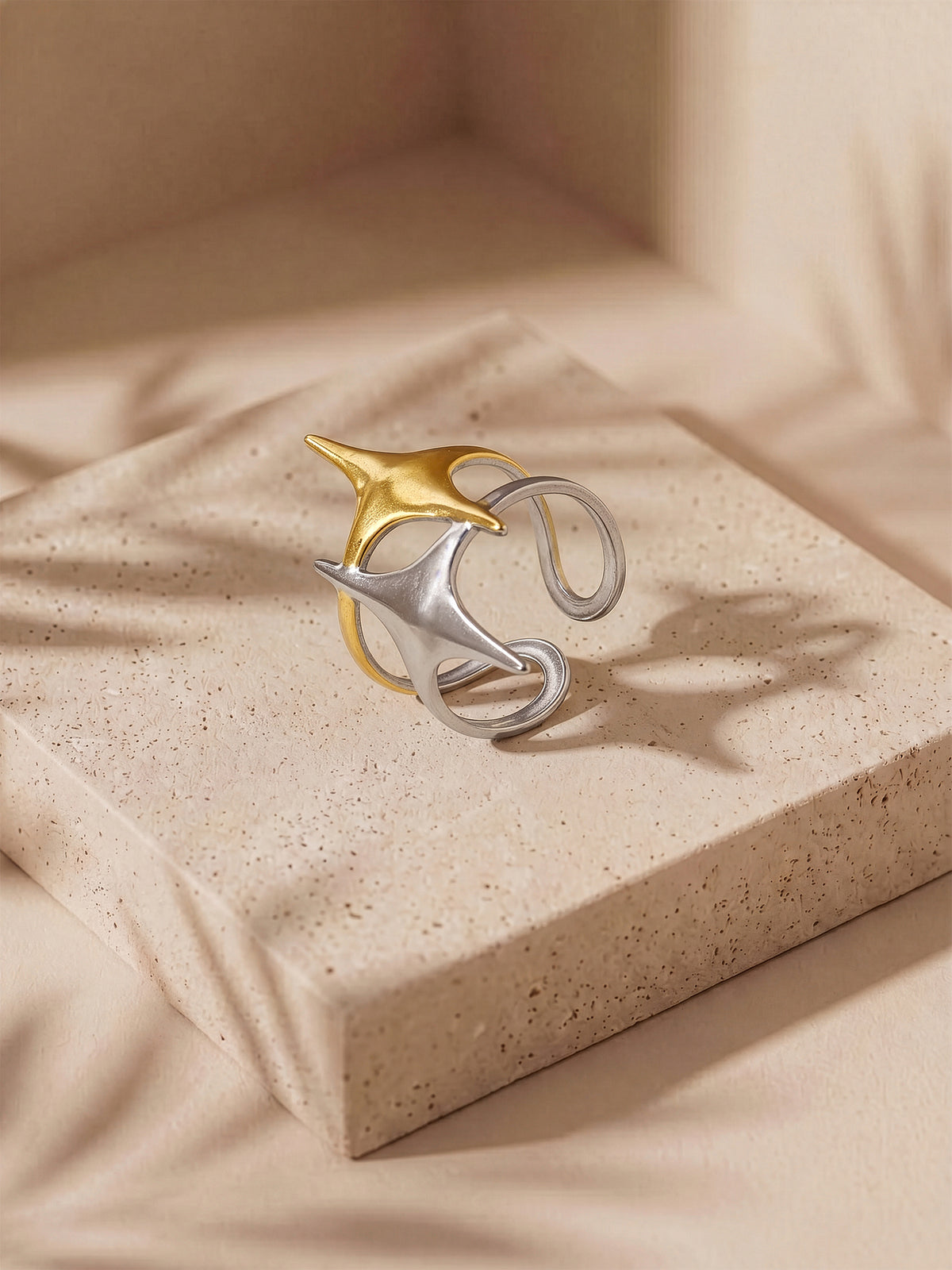 IXIA by GIVA Star Spike Energy Dual Tone Ring (Size 17)
