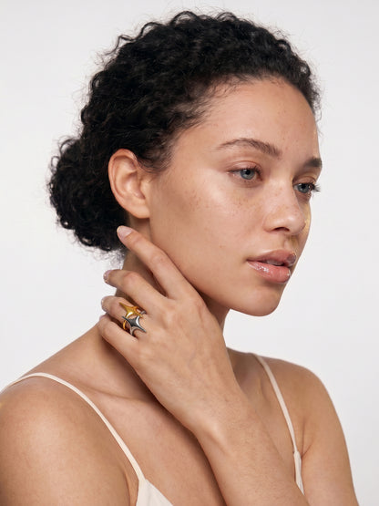 Star Spike Energy Dual Tone Ring (Size 17)