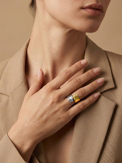 Raw Edge Dual Tone Ring (Size 17)