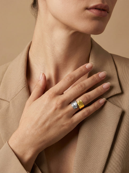 Raw Edge Dual Tone Ring (Size 17)