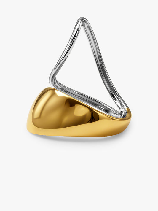 Tilted Drop Energy Dual Tone Ring (Size 17)