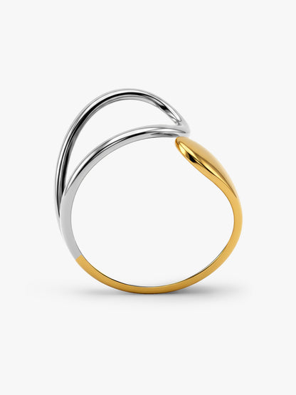 Tilted Drop Energy Dual Tone Ring (Size 17)