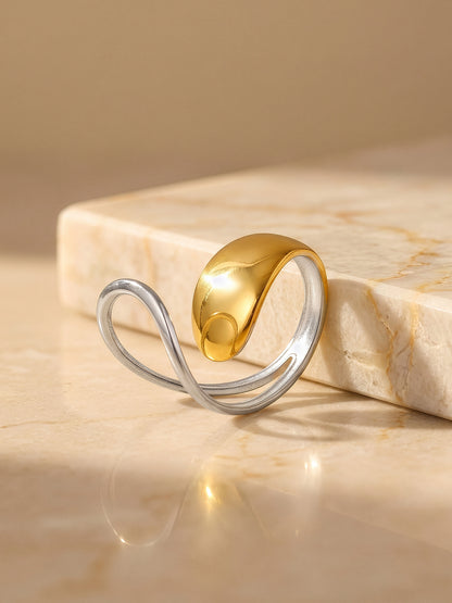 Tilted Drop Energy Dual Tone Ring (Size 17)
