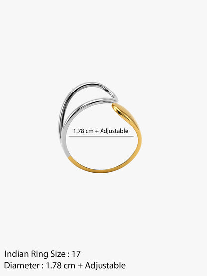 Tilted Drop Energy Dual Tone Ring (Size 17)