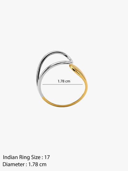 OnnMe by GIVA Tilted Drop Energy Dual Tone Ring (Size 17)
