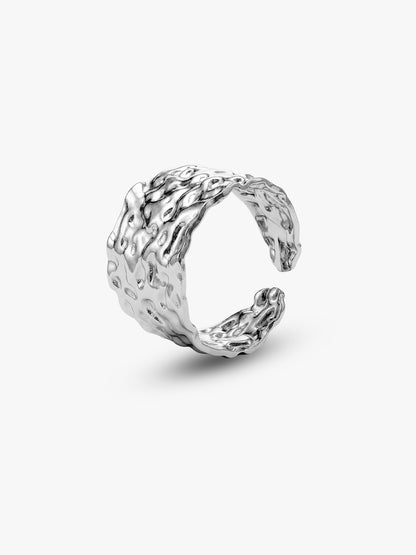 Texture Rush Rhodium Plated Ring (Size 15)