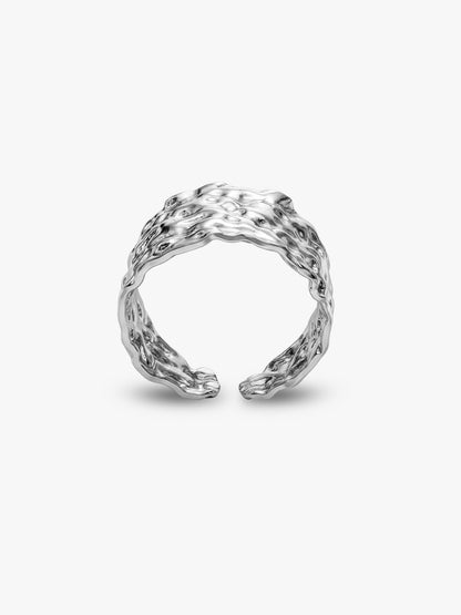 Texture Rush Rhodium Plated Ring (Size 15)