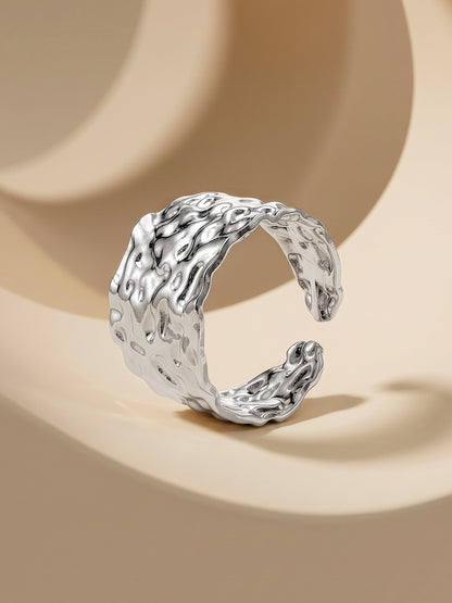 Texture Rush Rhodium Plated Ring (Size 15)