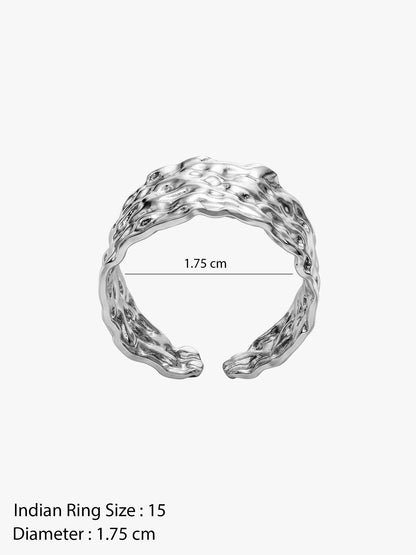 OnnMe by GIVA Texture Rush Rhodium Plated Ring (Size 15)