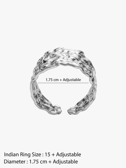Texture Rush Rhodium Plated Ring (Size 15)