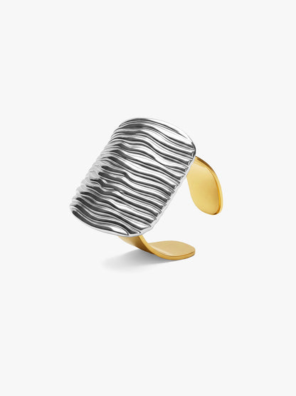Line Stack Rush Rhodium Plated Ring (Size 16)