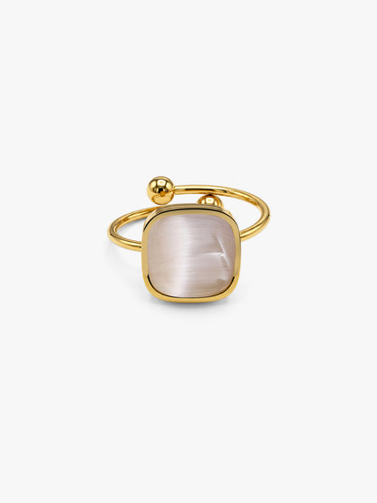 Milky Mood Gold Plated Statement Ring (Size 14)