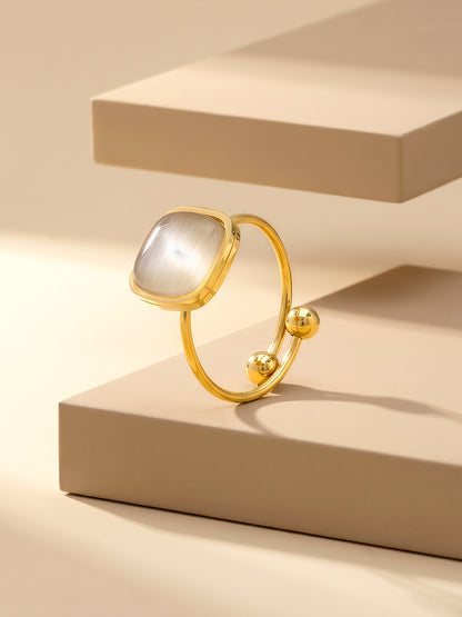 Milky Mood Gold Plated Statement Ring (Size 14)