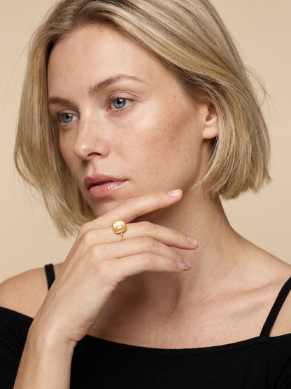 Milky Mood Gold Plated Statement Ring (Size 14)