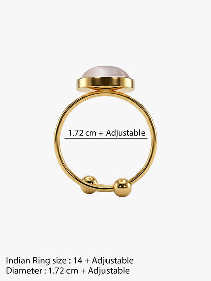 Milky Mood Gold Plated Statement Ring (Size 14)