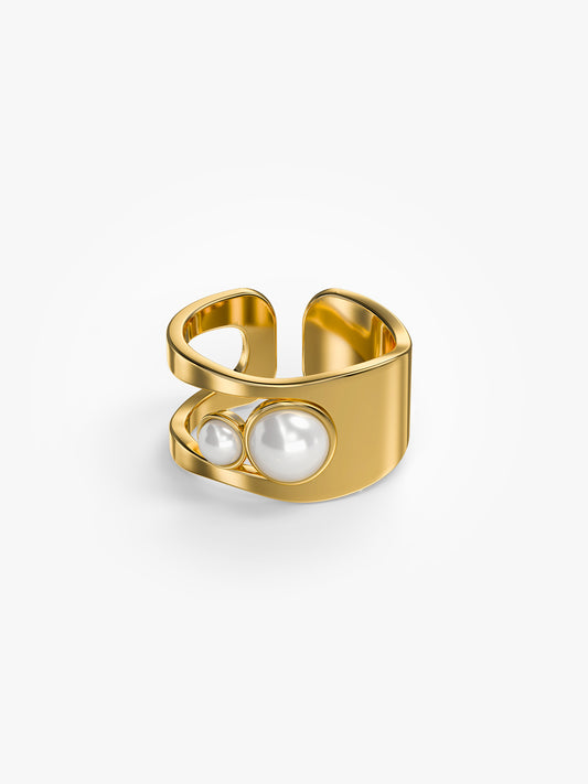 Bold Pearle Gold Plated Ring (Size 14)