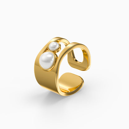 Bold Pearle Gold Plated Ring (Size 14)