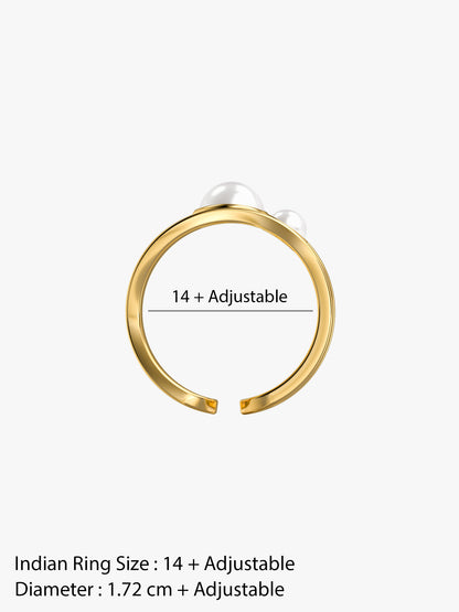 Bold Pearle Gold Plated Ring (Size 14)