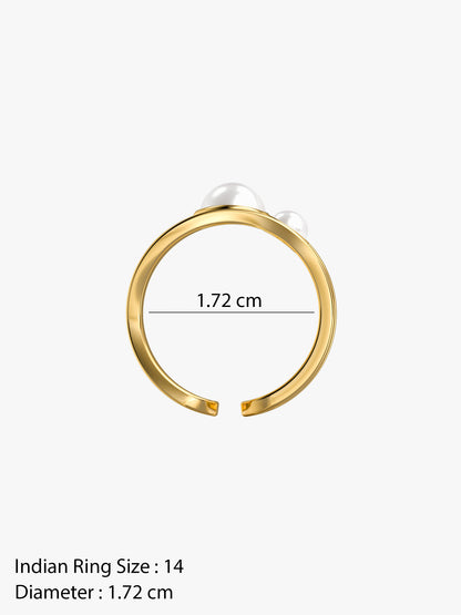 OnnMe by GIVA Bold Pearle Gold Plated Ring (Size 14)