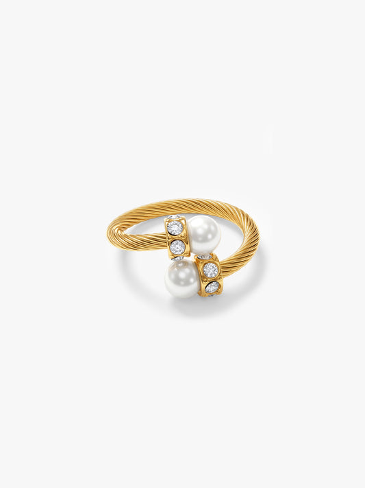Pearl Voltage Gold Plated Ring (Size 15)