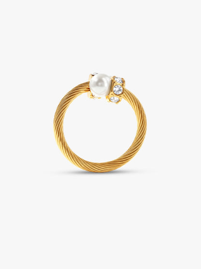 Pearl Voltage Gold Plated Ring (Size 15)