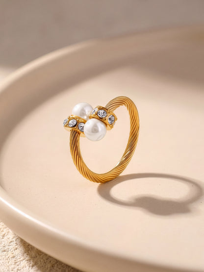 Pearl Voltage Gold Plated Ring (Size 15)