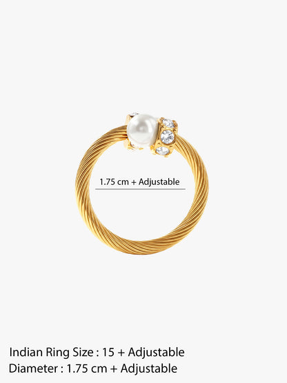 Pearl Voltage Gold Plated Ring (Size 15)