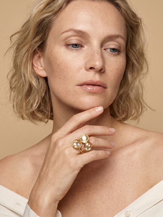 IXIA by GIVA GOAT Gold Plated Open Ring (Size 12)