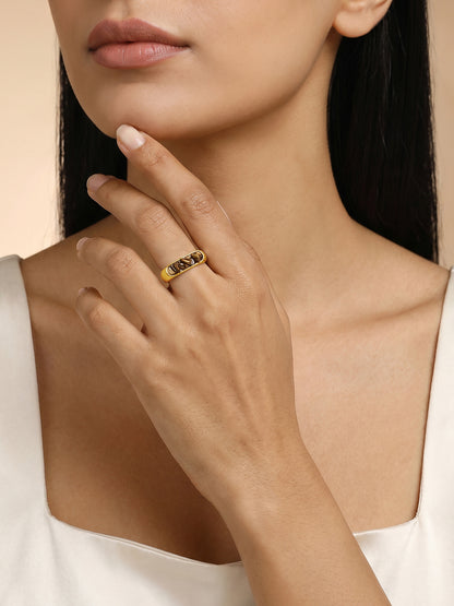 Noir Slay Gold Plated Ring (Size 14)