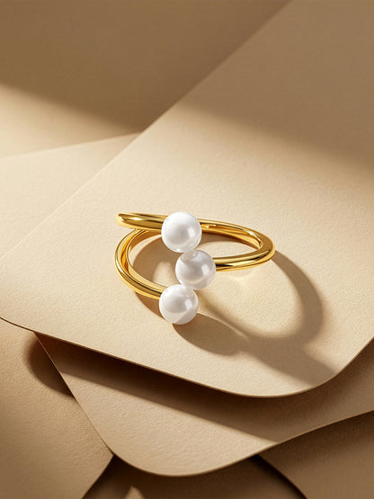 Pearl Flux Gold Plated Ring (Size 14)