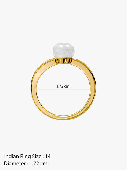 OnnMe by GIVA Pearl Flux Gold Plated Ring (Size 14)