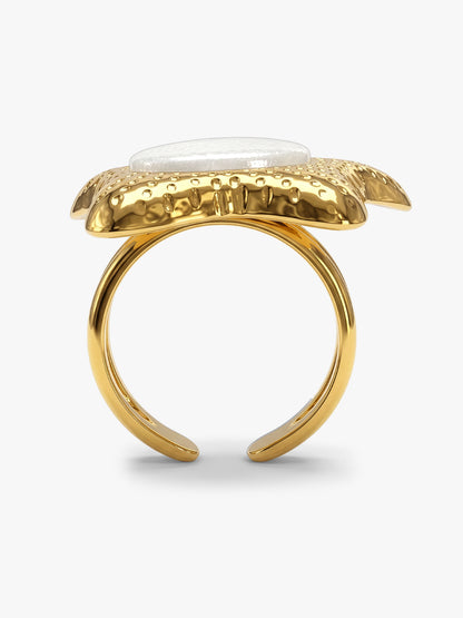 Shell Frame Gold Plated Ring (Size 15)