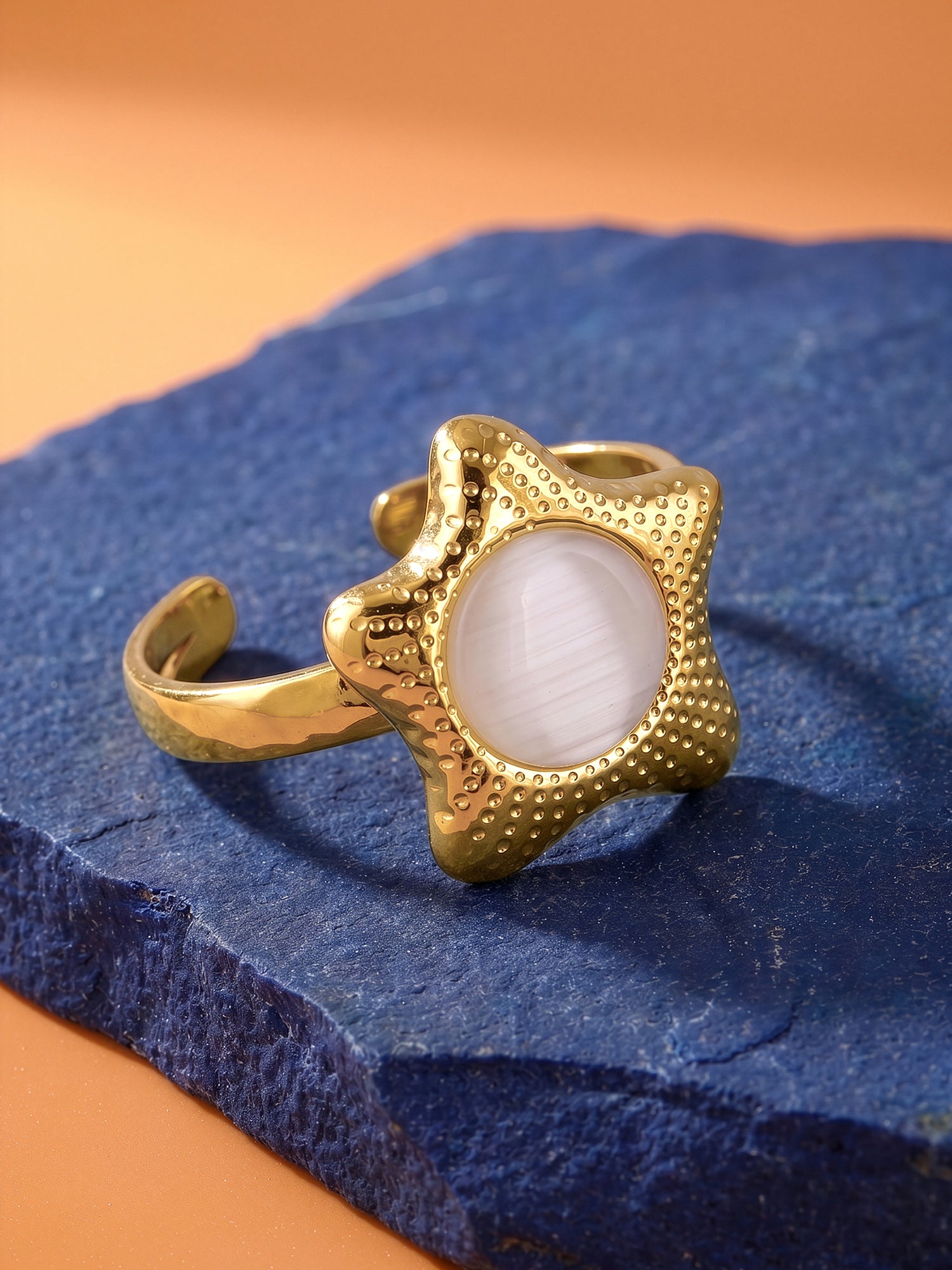 Shell Frame Gold Plated Ring (Size 15)
