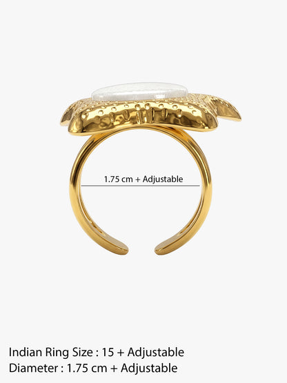 Shell Frame Gold Plated Ring (Size 15)