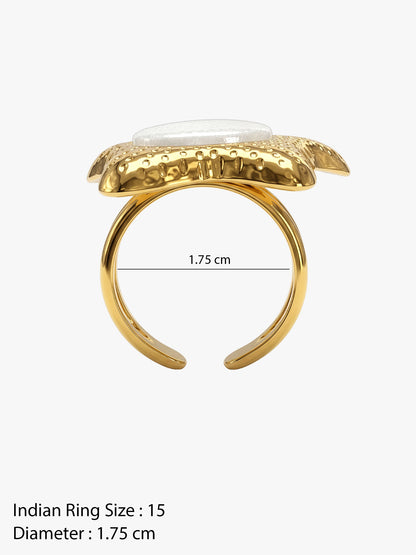IXIA by GIVA Shell Frame Gold Plated Ring (Size 15)