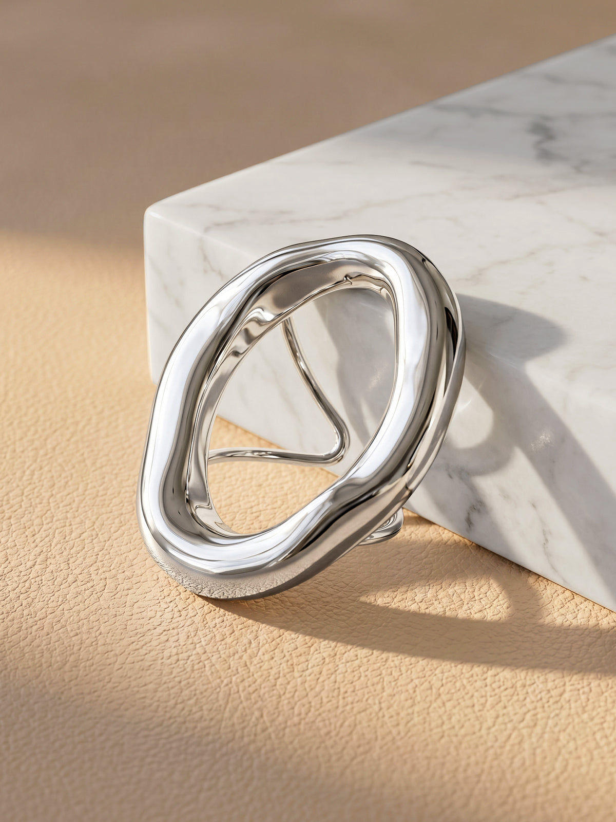 IXIA by GIVA Twisted Orbit Loop Stainless Steel Ring (Size 7)