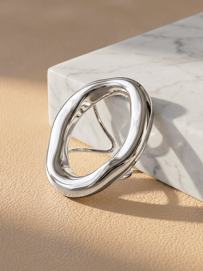 Twisted Orbit Loop Stainless Steel Ring (Size 7)