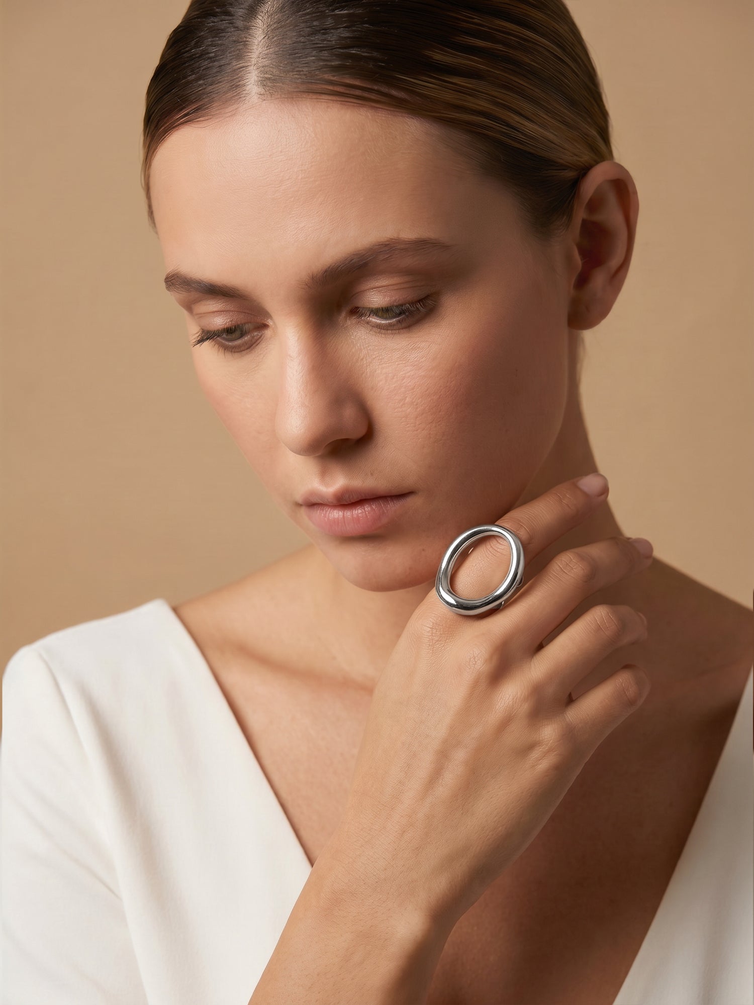 Twisted Orbit Loop Stainless Steel Ring (Size 7)