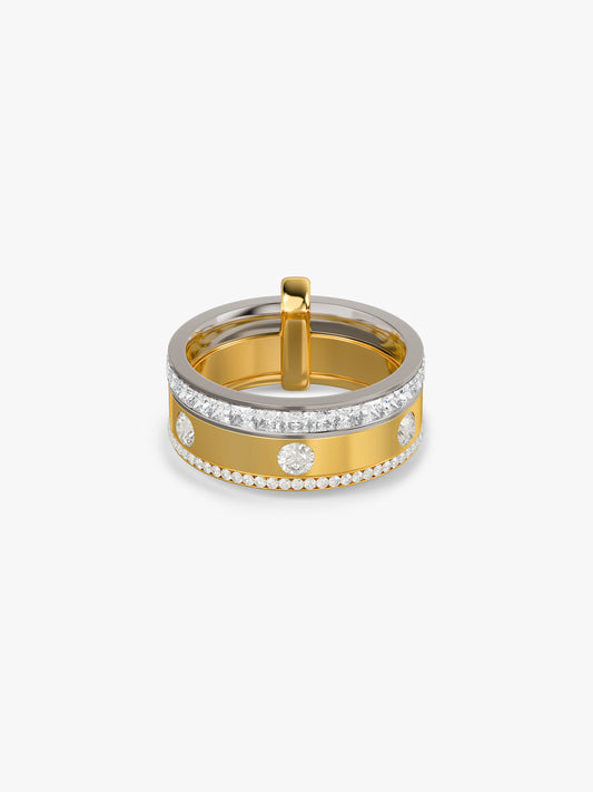 Triple Stack Dual Tone Layered Ring (Size 6)