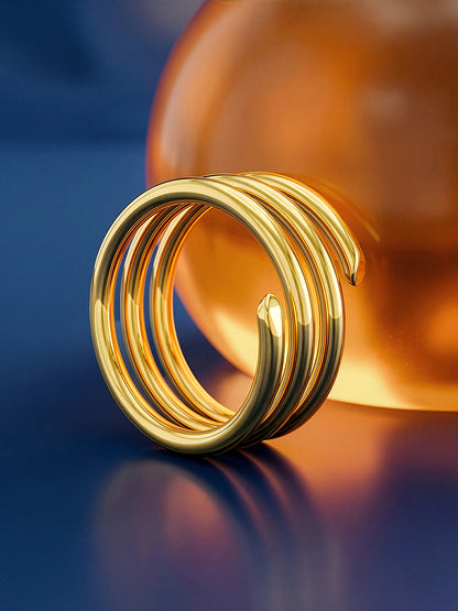 Spiral Gold Plated Out Ring (Size 14)