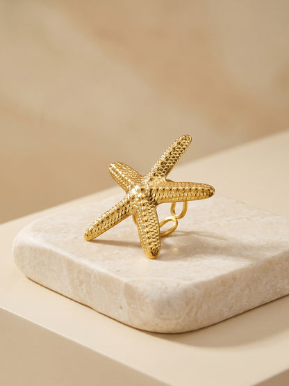 Sea You Soon Gold Plated Ring (Size 12)