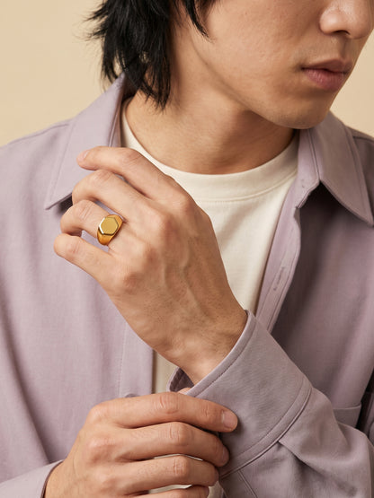 IXIA by GIVA Say Less Gold Plated Ring For Men (Size 19)