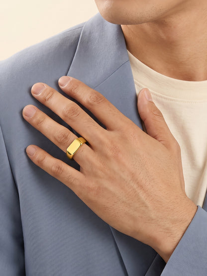 IXIA by GIVA Precision Mode Gold Plated Ring For Men (Size 18)