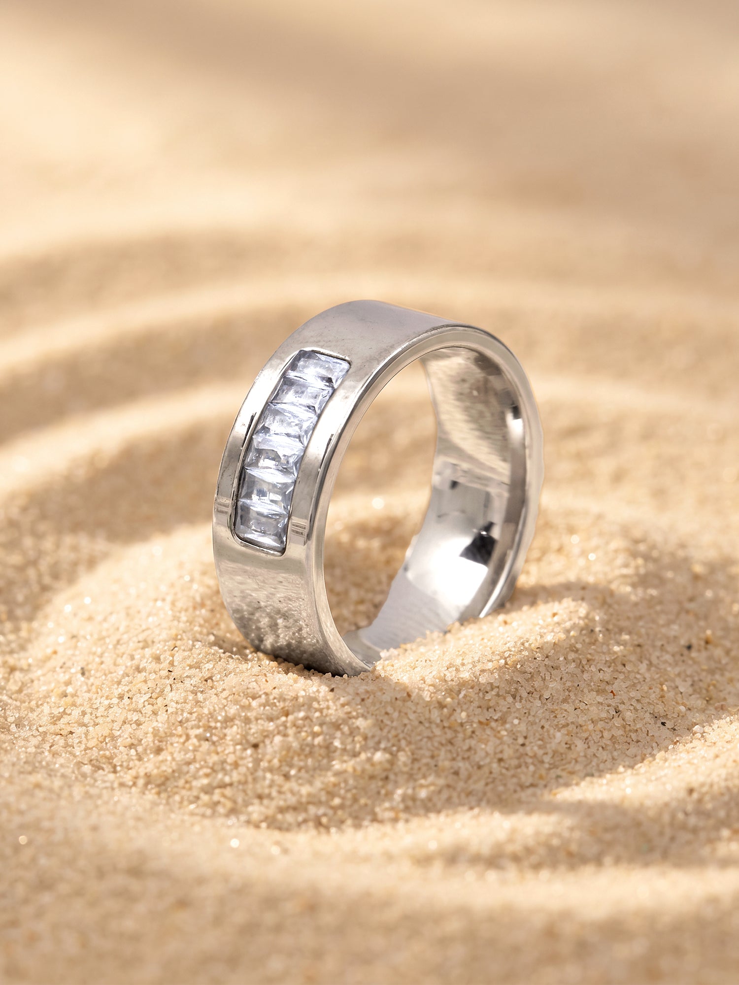 IXIA by GIVA Baller Rhodium Plated Ring For Men (Size 20)