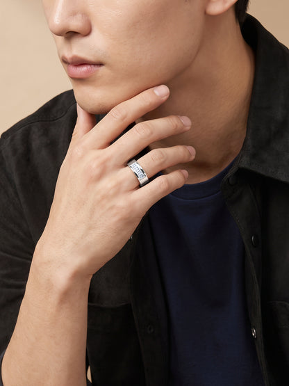 IXIA by GIVA Baller Rhodium Plated Ring For Men (Size 20)