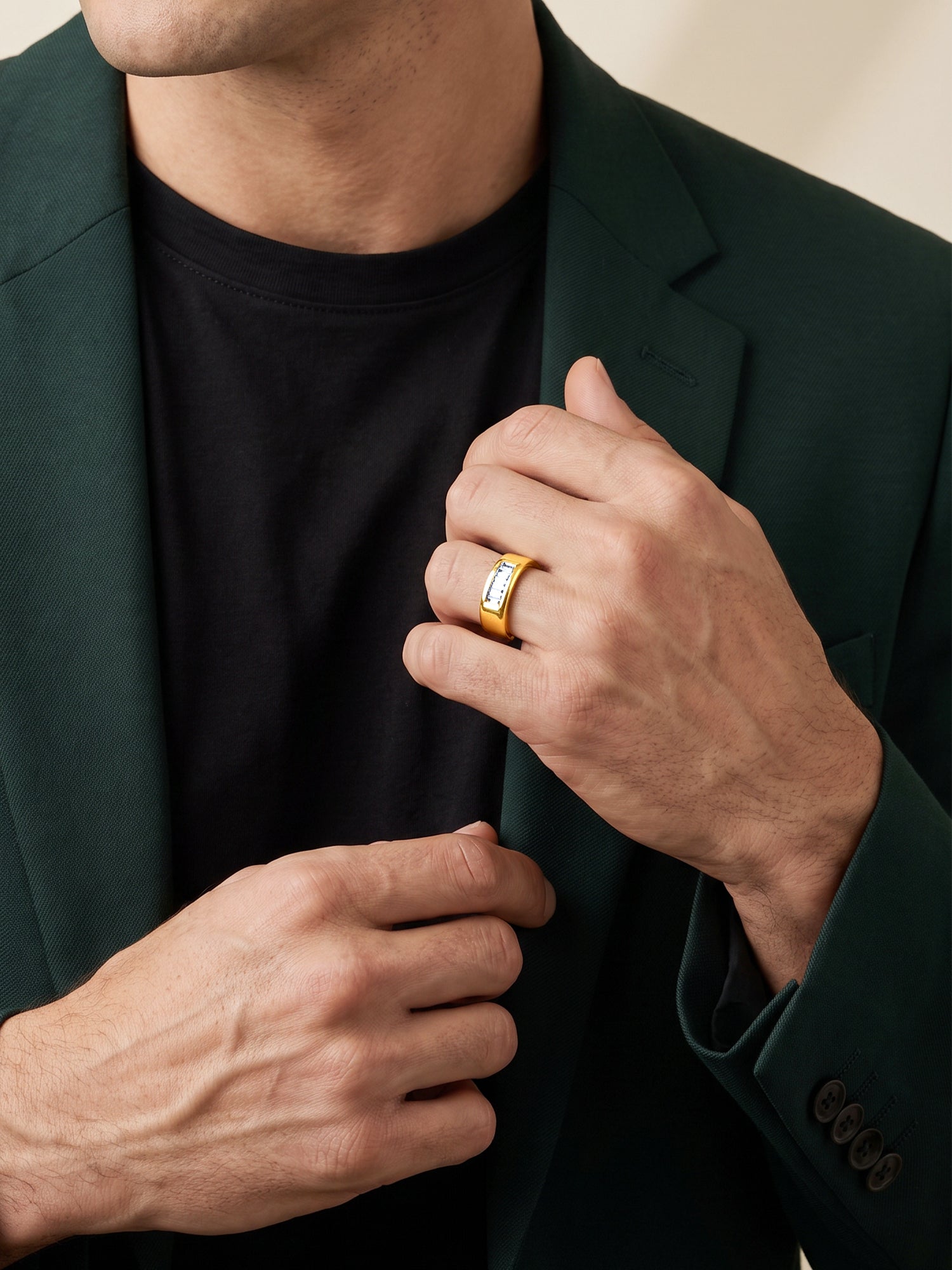 IXIA by GIVA Las Vegas Luck Gold Plated Ring For Men (Size 20)