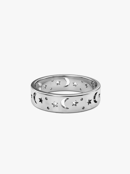 IXIA by GIVA Night Owl Rhodium Plated Ring For Men (Size 19)