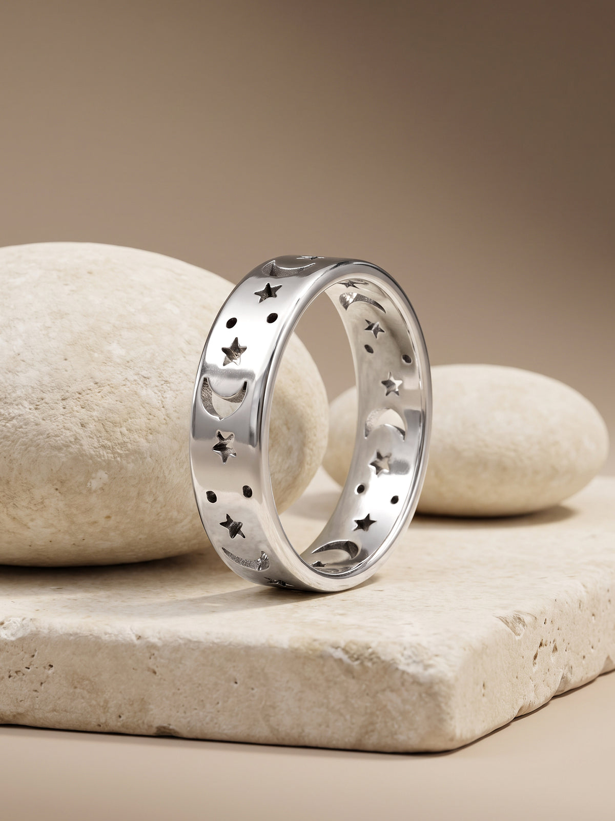 IXIA by GIVA Night Owl Rhodium Plated Ring For Men (Size 19)
